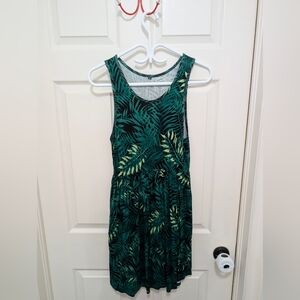Green Tropical Print Dress